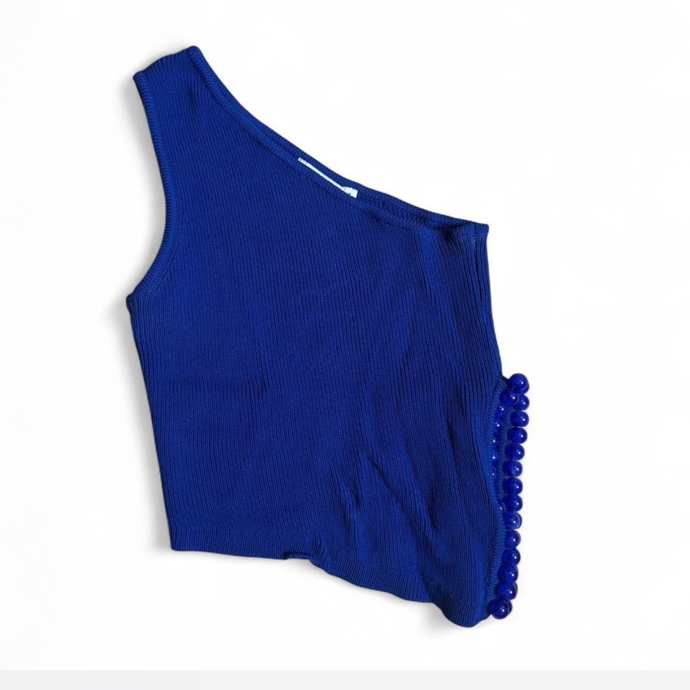 Zara One-Shoulder Royal Blue Crop Top